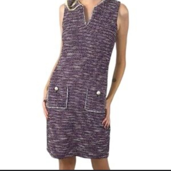 KARL LAGERFELD TWEED PURPLE SHORT DRESS SMALL - Picture 1 of 6